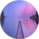 Jetty In A Dawn Lake, Wooden Sea Bridge Disc Metal Artwork, 11"
