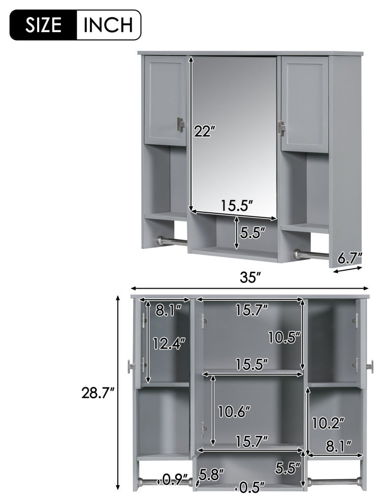 Gewnee Modern Wall Mounted Bathroom Storage Cabinet