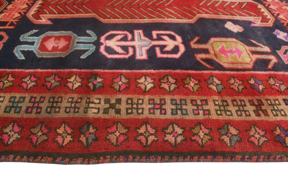 Fine Vintage Distressed Sinai Navy/Red Runner, 4'2x10'2