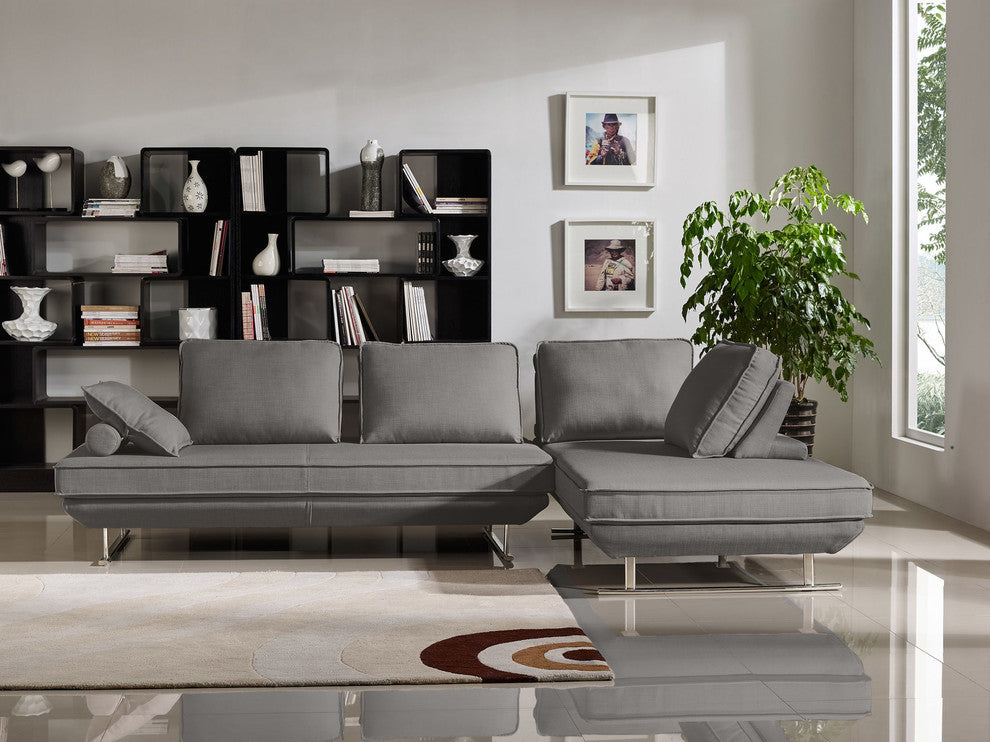 2PC Lounge Seating Platforms With Moveable Backrest Supports Grey Fabric