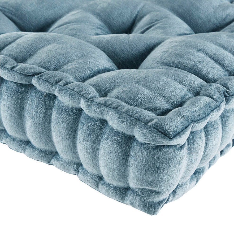 Intelligent Design Azza Square Floor Pillow Seat Cushion, Aqua Blue, 20x20"