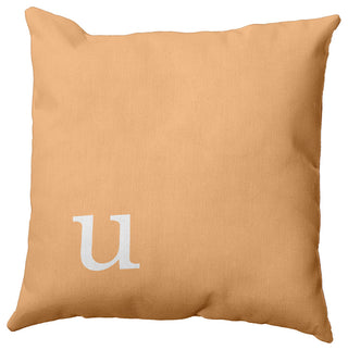 20"x20" Modern Monogram Decorative Throw Pillow, Pale Gold