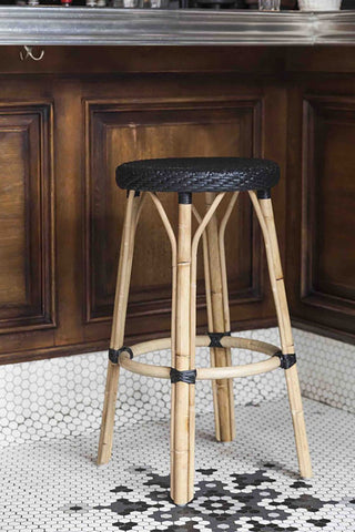 Simone Rattan Counter Stool, Black