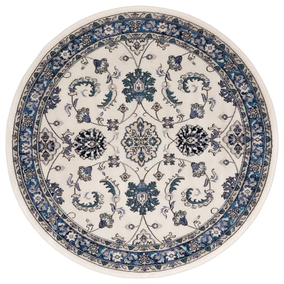 Nourison Nourison Essentials 4' x Round Ivory Blue Vintage Rug