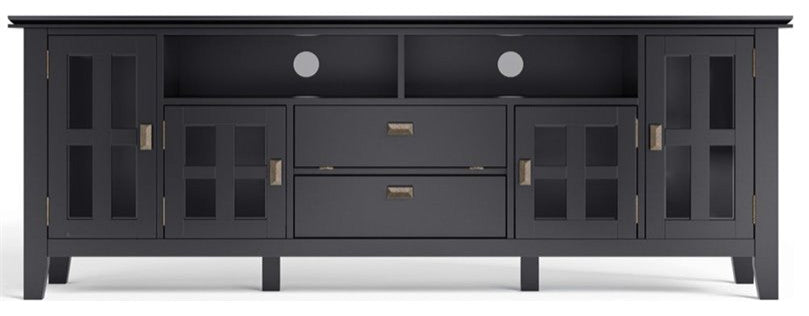 Artisan Solid Wood 72 Inch Wide Tv Media Stand In Black For Tvs Up To 80 Inches