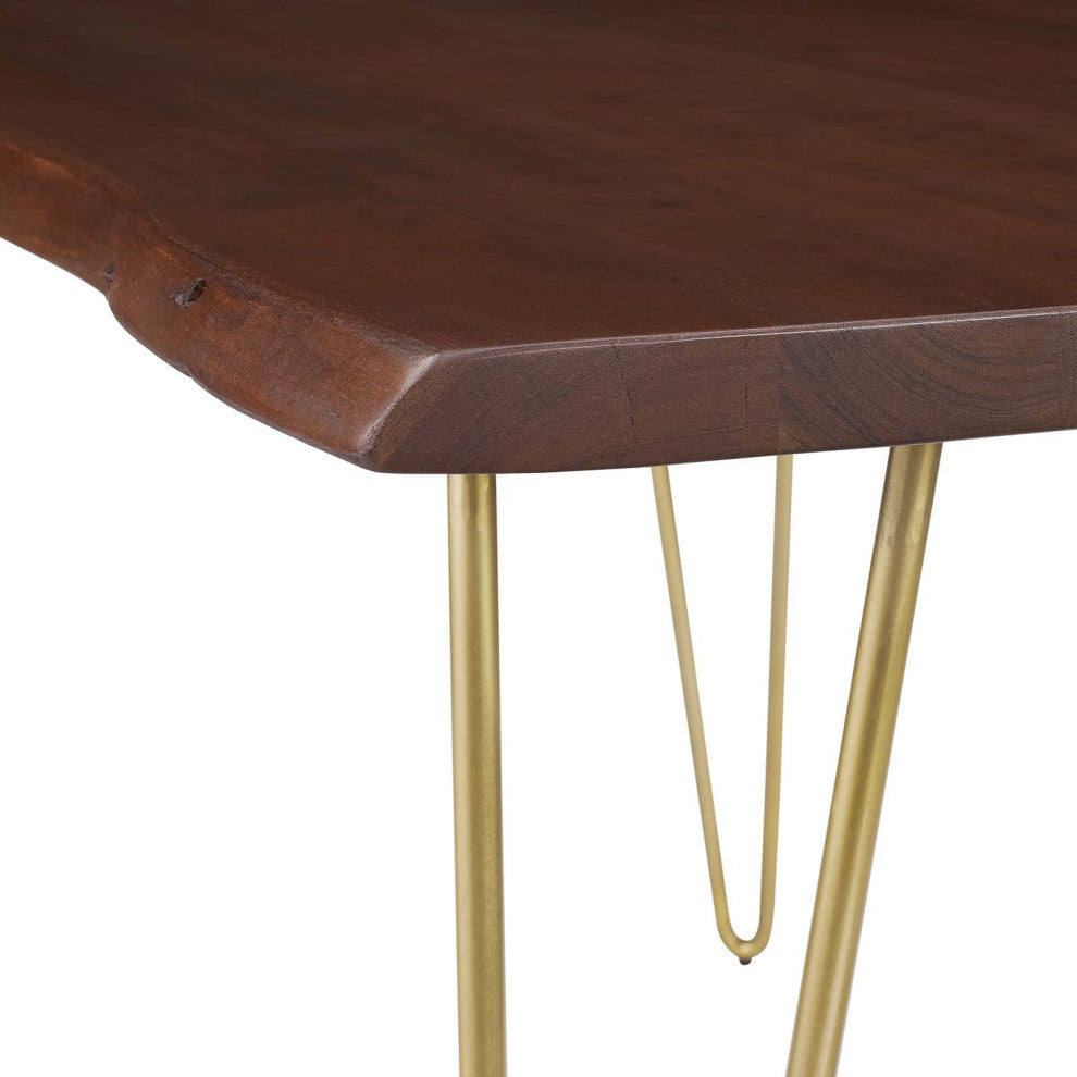 Henley 60" Live Edge Acacia Wood Dining Table, Gold Walnut