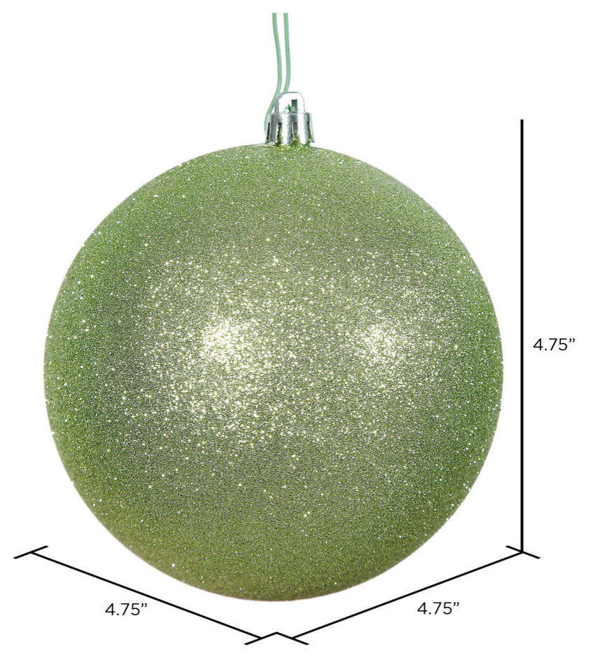 Vickerman N591254Dg 4.75" Celadon Glitter Ball Ornament, 4 Per Bag