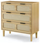 TATEUS 3 drawer dresser, modern rattan dresser cabinet, Natural