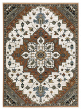 Keller Traditional Star Medallion Rust/ Ivory Area Rug, 5'3" x 7'6"