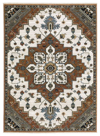 Keller Traditional Star Medallion Rust/ Ivory Area Rug, 5'3" x 7'6"