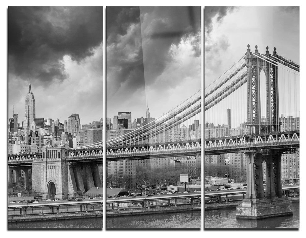 "Gray Manhattan Skyline" Photography Metal Wall Art, 3 Panels, 36"x28"