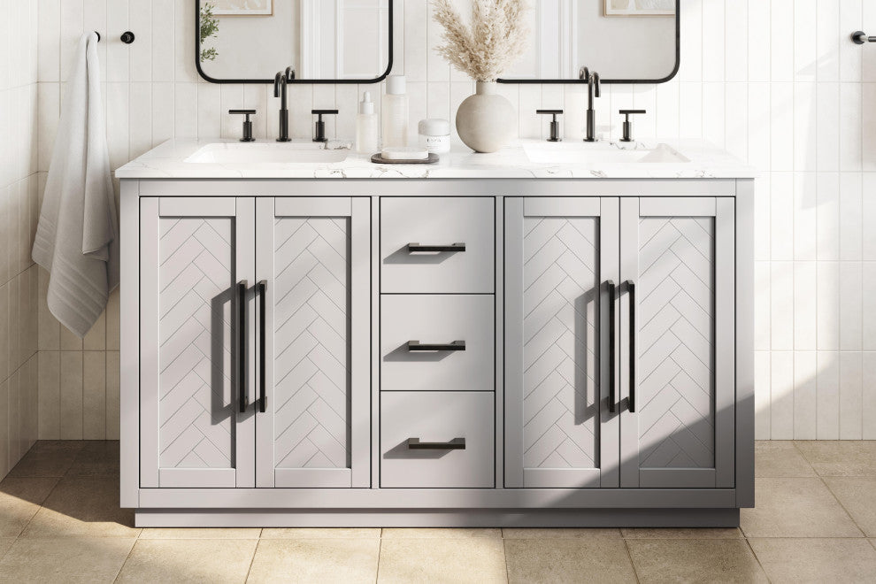 Home Living 60" Double Bathroom Vanity, Grey