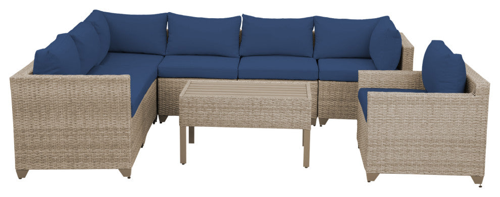 Maui 8-Piece Outdoor Conversation Set, Coffee Table, Cobalt