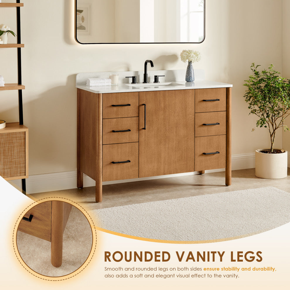 Velora Bathroom Vanity, Mango Brown, 48", With Mirror