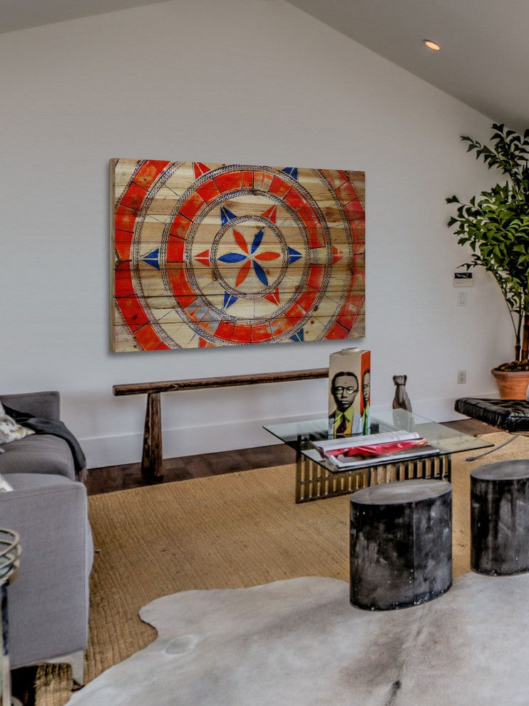 "Massa" Print on Natural Pine Wood, 60"x40"