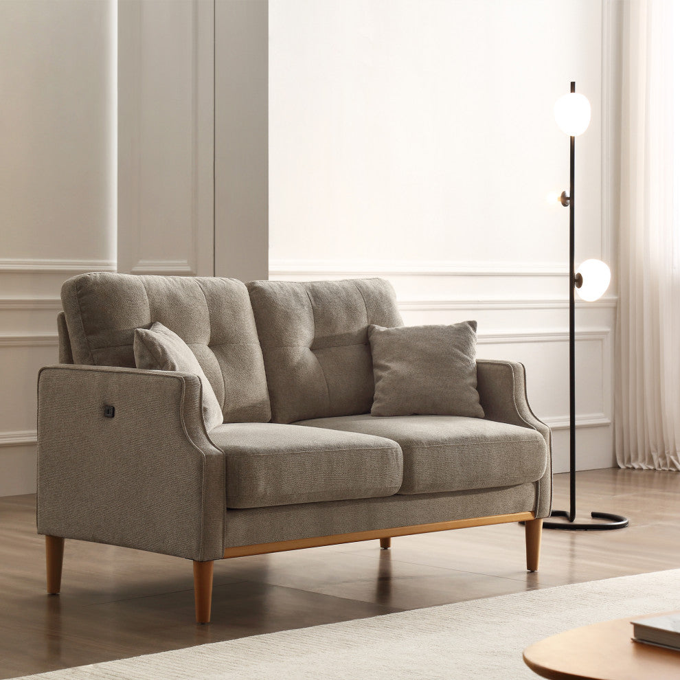 GDF Studio Living Space Waterproof Sofa With USB Charging, Cream