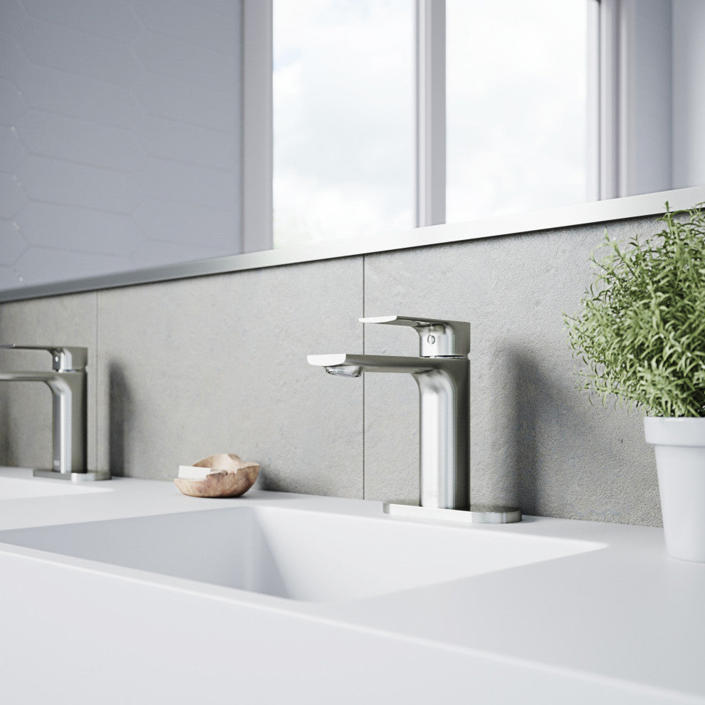 VIGO 6" H Davidson Single Handle Single Hole Faucet, Brushed Nickel, With Deck Plate