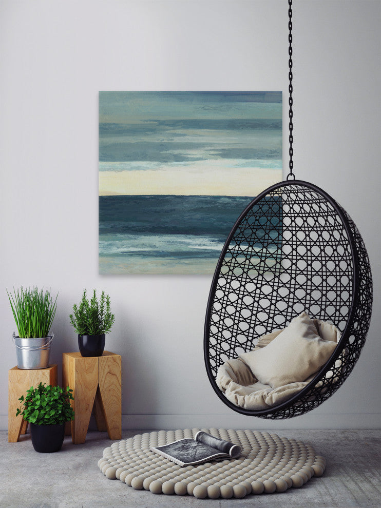 "Deep Blue Waves" Painting Print on Wrapped Canvas, 40"x40"