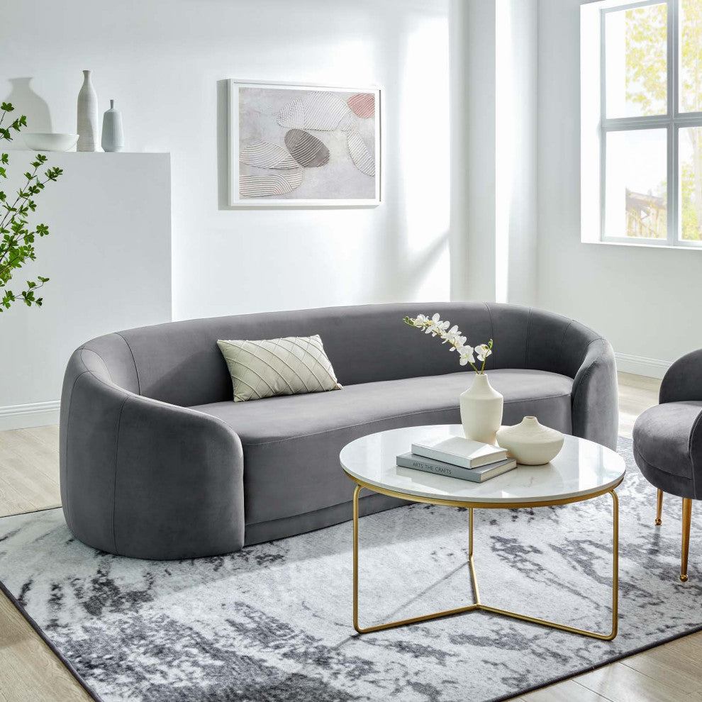 Contessa Performance Velvet Sofa, Gray