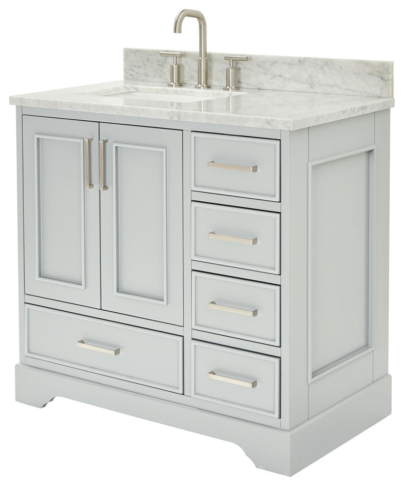 Ariel Stafford 37" Single Left Offset Rectangle Sink Bathroom Vanity