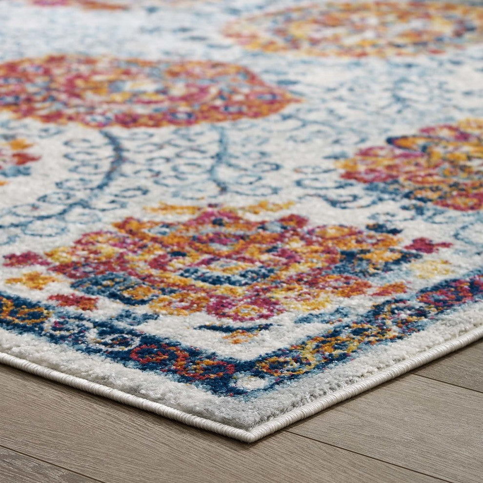 Entourage Kensie Distressed Vintage Floral Moroccan Trellis 5x8 Area Rug