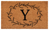 Calloway Mills Rustic Leaf Vine Monogrammed Doormat, 30"x48", Letter Y