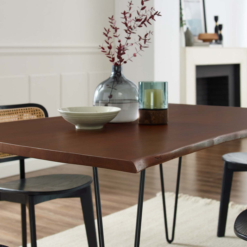 Henley 60" Live Edge Acacia Wood Dining Table, Black Walnut