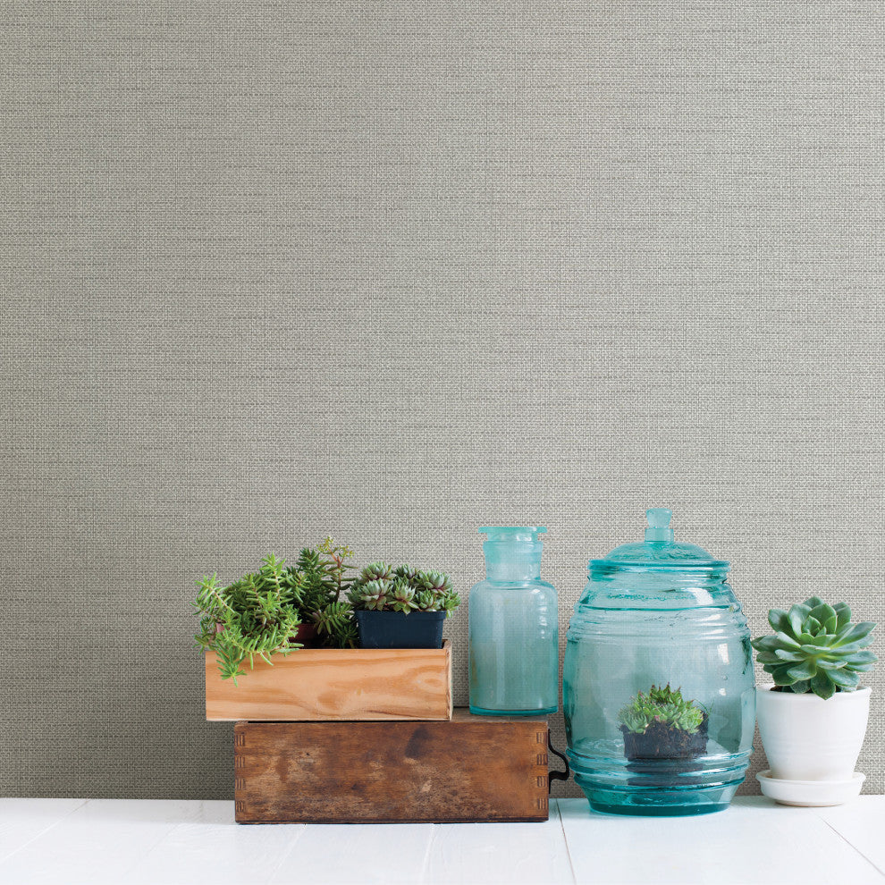 La Sal Light Grey Canvas Wallpaper Bolt