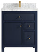 Sonoma 30 Single Sink Reeded Bath Vanity in Hale Navy Blue 2" Carrara Marble