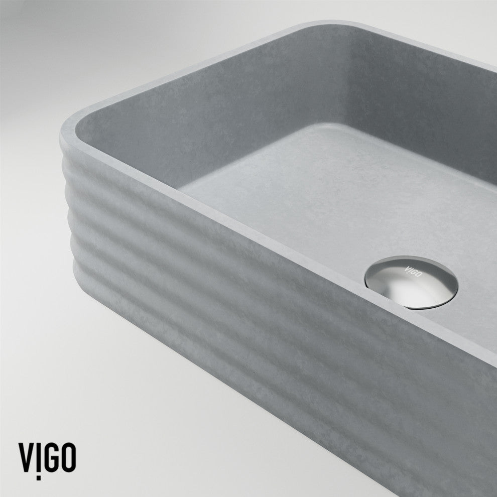 VIGO Cadman 18"L x 13"W x 5"H Concreto Stone Rectangular Bathroom Vessel Sink