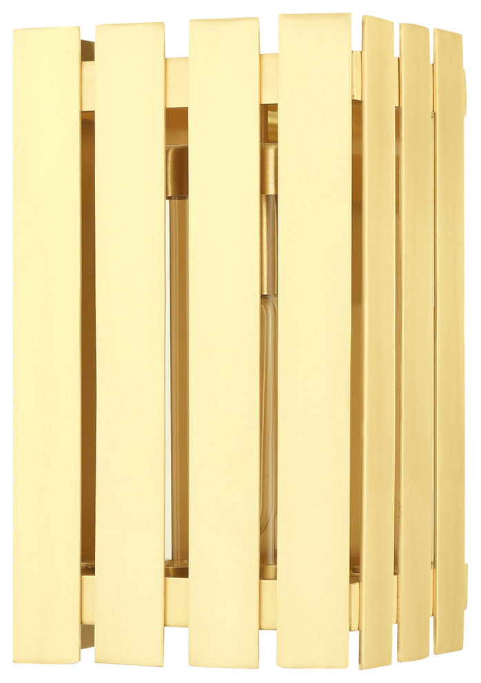 Livex Lighting Greenwich 1 Light Satin Brass Small Outdoor Wall Lantern