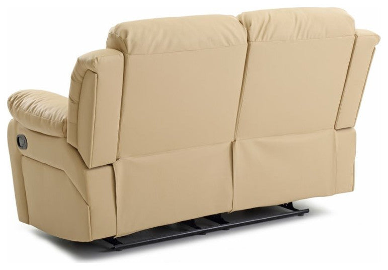 Springfield Reclining Love Seat, Beige Faux Leather
