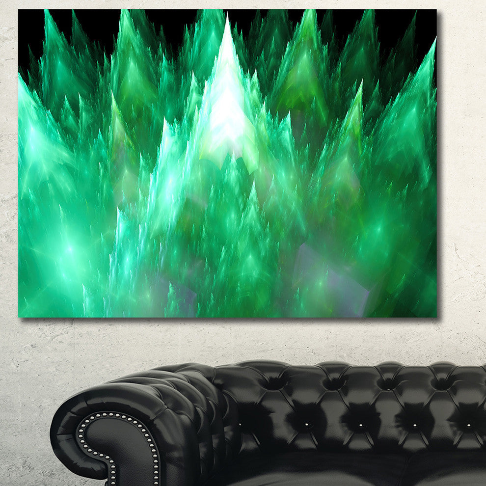 Green Fractal Crystals Design, Abstract Canvas Art Print, 40x30