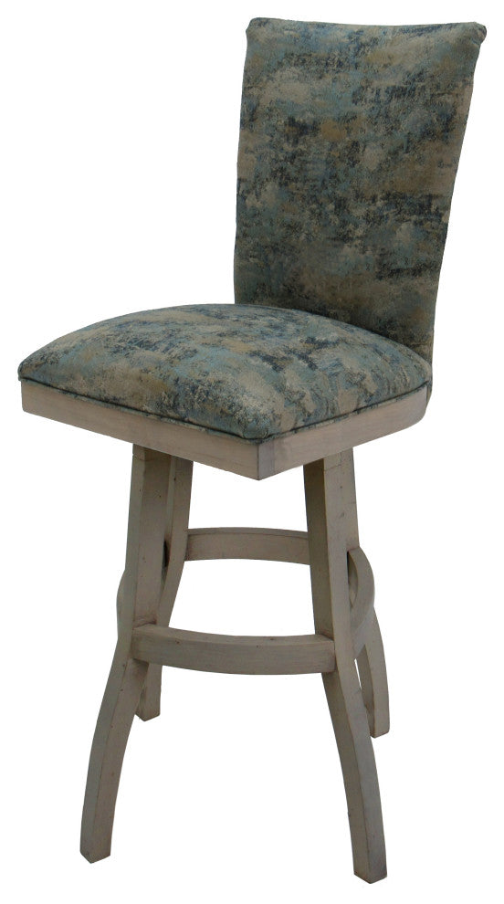 Swivel Wood Stool, 700 Armless, Poet Sky and White Wash, 30"