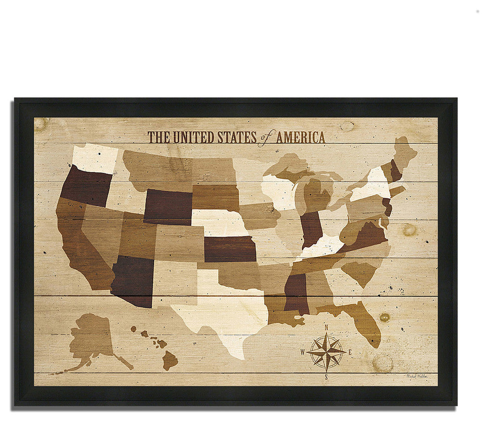 "Usa Modern Vintage Wood" By Michael Mullan, Framed Painting Print