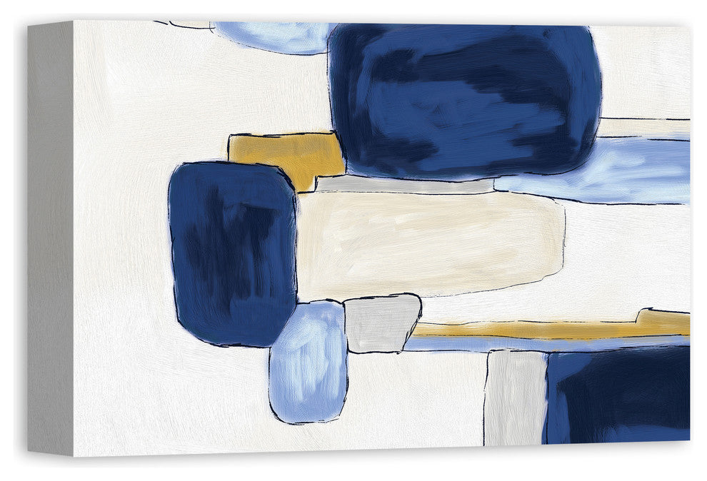Watercolor Blue Abstract Squares 12x18 Canvas Wall Art