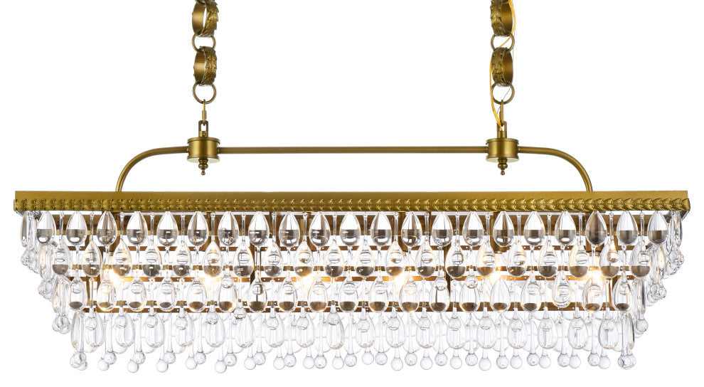 Nasir 40" Rectangle Pendant, Brass
