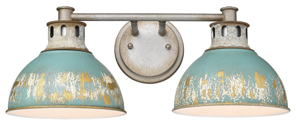 Golden Lighting 0865-BA2 TEAL Kinsley 2 Light 19"W Vanity Light - Aged