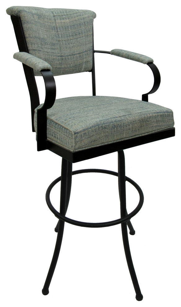 Miami Extra Tall 34" Swivel Metal Bar Stool - Noam Base, Watusi Aquatint, Black, 34"