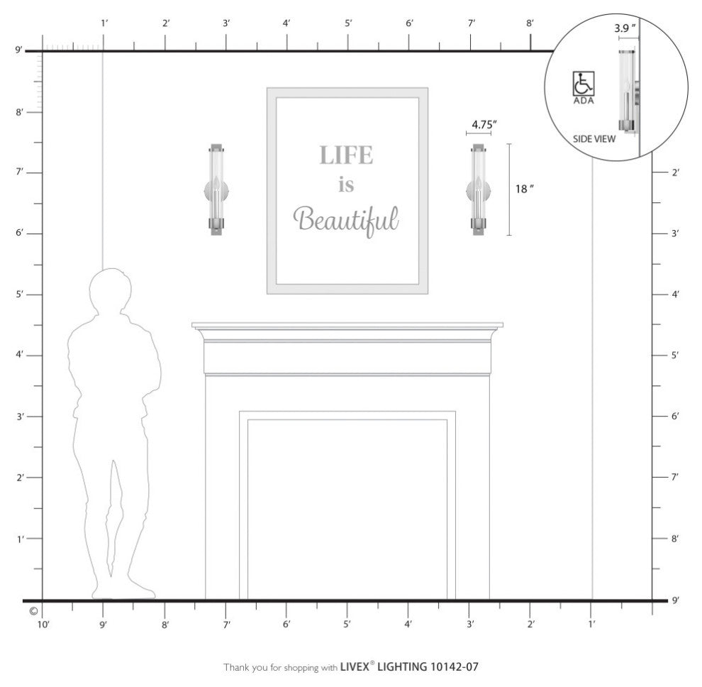 Castleton 1 Light Bronze Tall ADA Single Sconce