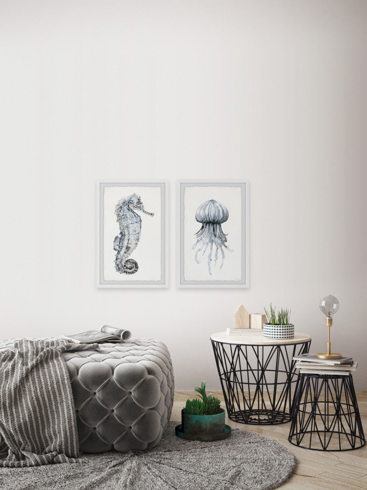 Seahorse and Jellyfish Diptych, 48"x36"