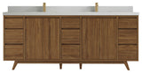 Madison Teak 84 Double Sink Bath Vanity in Dark Natural 2" Carrara Quartz