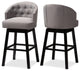 Theron Transitional Gray Fabric Upholstered Wood Swivel Bar Stool Set Of 2