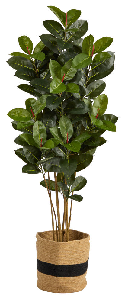 5.5' Oak Artificial Tree in Handmade Natural Cotton Planter UV Resistan, In/Out