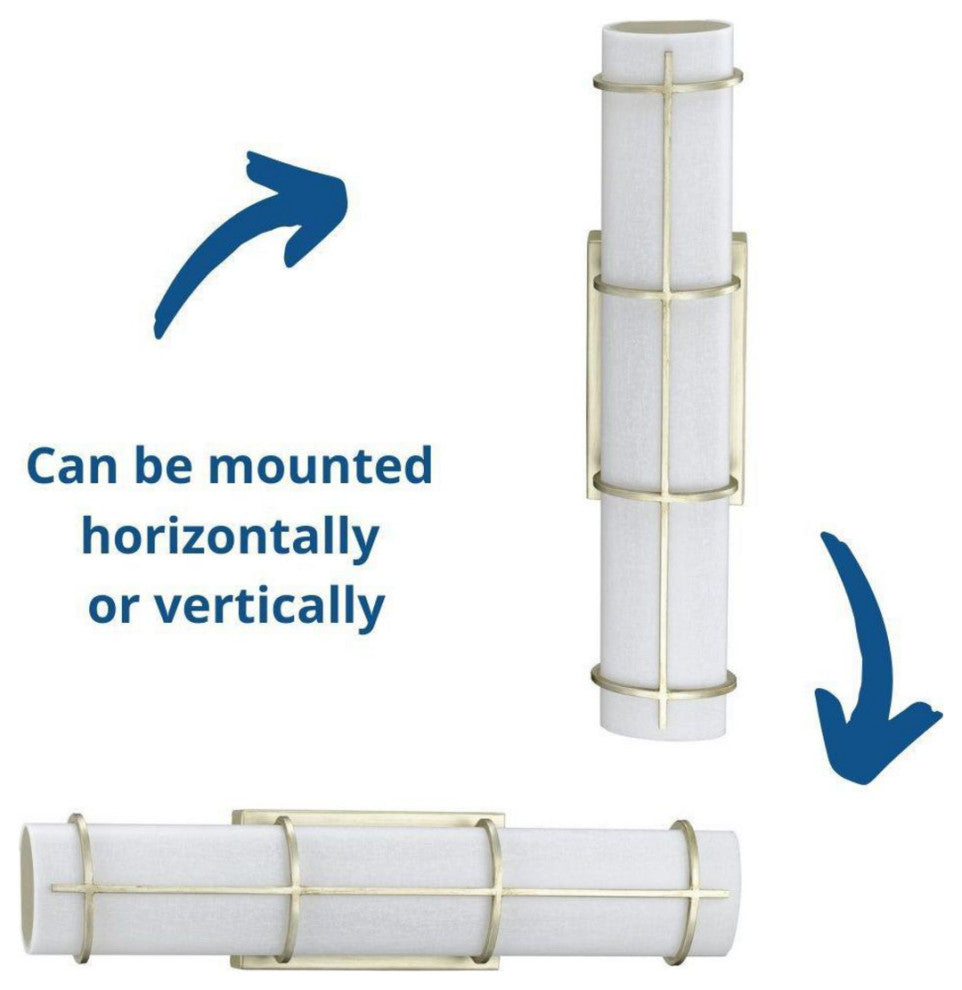 Grid LED 1-Light White Linen Glass LED Modern Wall Light, Silver Ridge