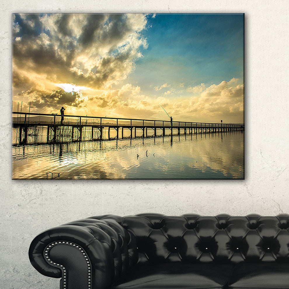 "Long Jetty Foreshore Reserve With Clouds" Sea Bridge Wall Artwork, 40"x20"
