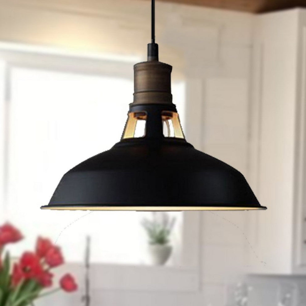 Florence Black Barn Pendant Light Loft Fixture, 12.2", 3-Pack