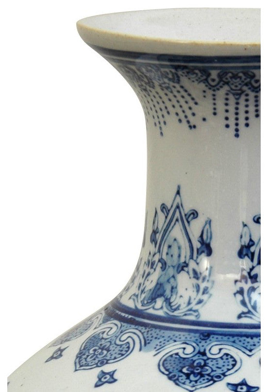 12" Landscape Blue and White Porcelain Vase