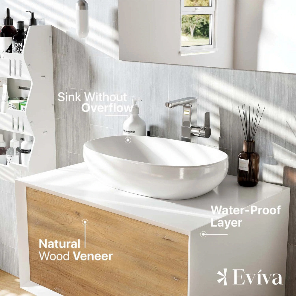 Eviva Santa Monica 30" White Oak Wall Mount Vanity