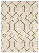 Lima Contemporary Area Rug, White and Green, 5'x7'